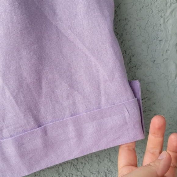 Purple 55% Linen Shorts - Picture 4 of 9